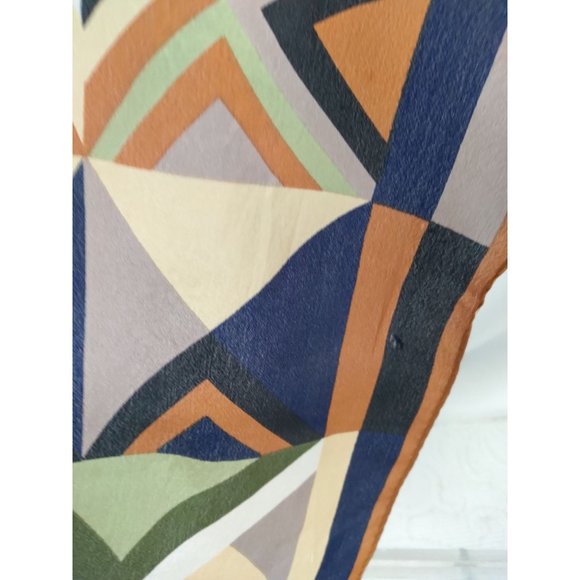 Vintage Oscar De La Renta MCM Geometric Rectangular Fringe Scarf 50" x 11" READ - Picture 5 of 13